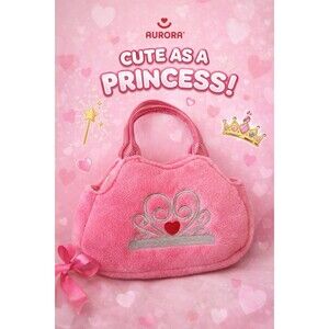Childs Soft Pink Fabric Purse with Handles Aurora Branded Embroidered Heart